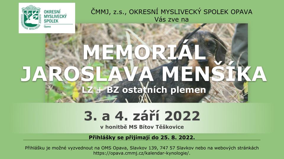 Pozvánka na Memoriál Jaroslava Menšíka