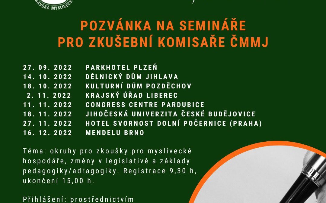 Seminář pro zkušební komisaře ČMMJ – 18. října 2022 v Pozděchově, okr. Vsetín