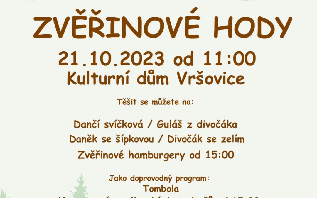 Pozvánka na Zvěřinové hody MS Maršovec 21.10.2023